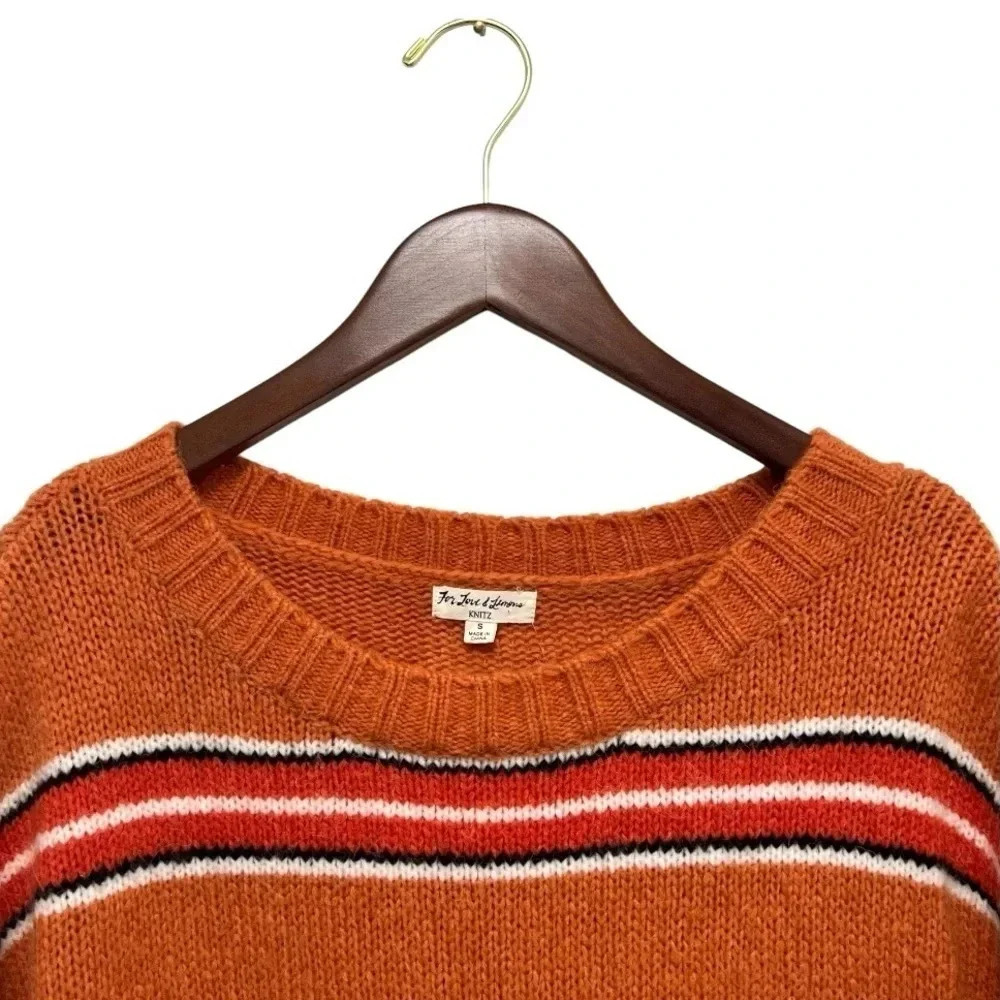 For Love & Lemons Charlie Sweater Orange Striped Oversize Crew Neck Pullover S - Picture 5 of 9
